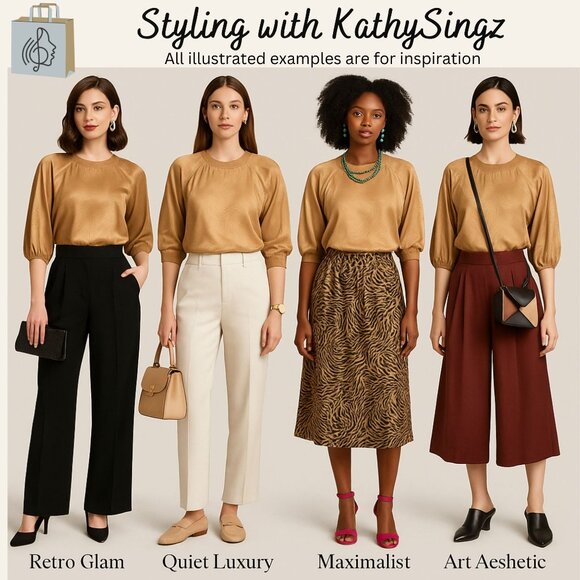 Vintage Diane Freis Original Blouson Blouse Top Size M Gold Swirl Georgette 80s - Picture 3 of 13